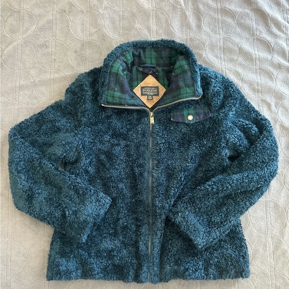 PENDLETON Wool Full Zip Fleece Teddy Sherpa Coat
Jacket Blue Medium women’s